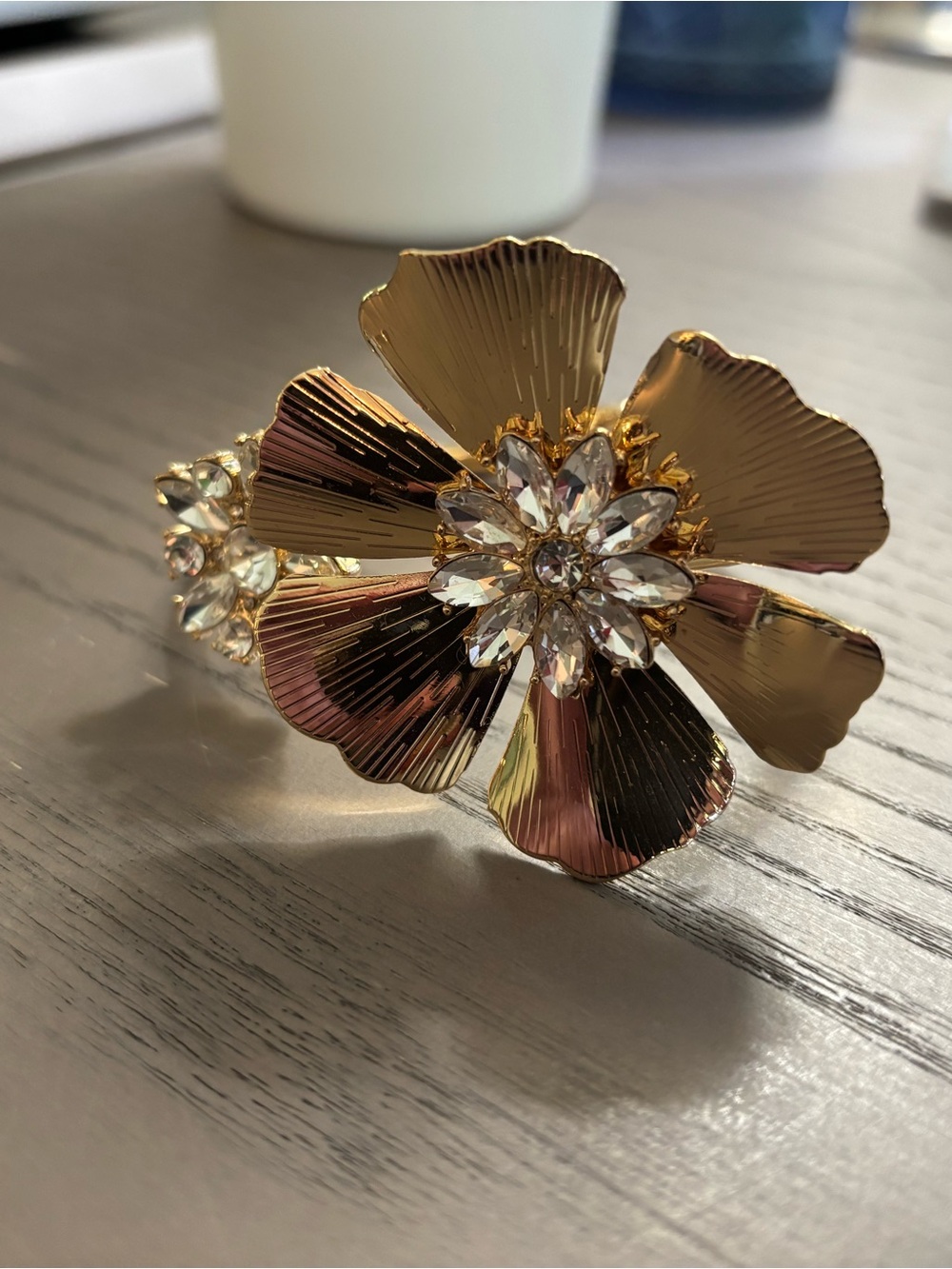 Lilly Pulitzer Gold Floral Crystal Cuff Bracelet